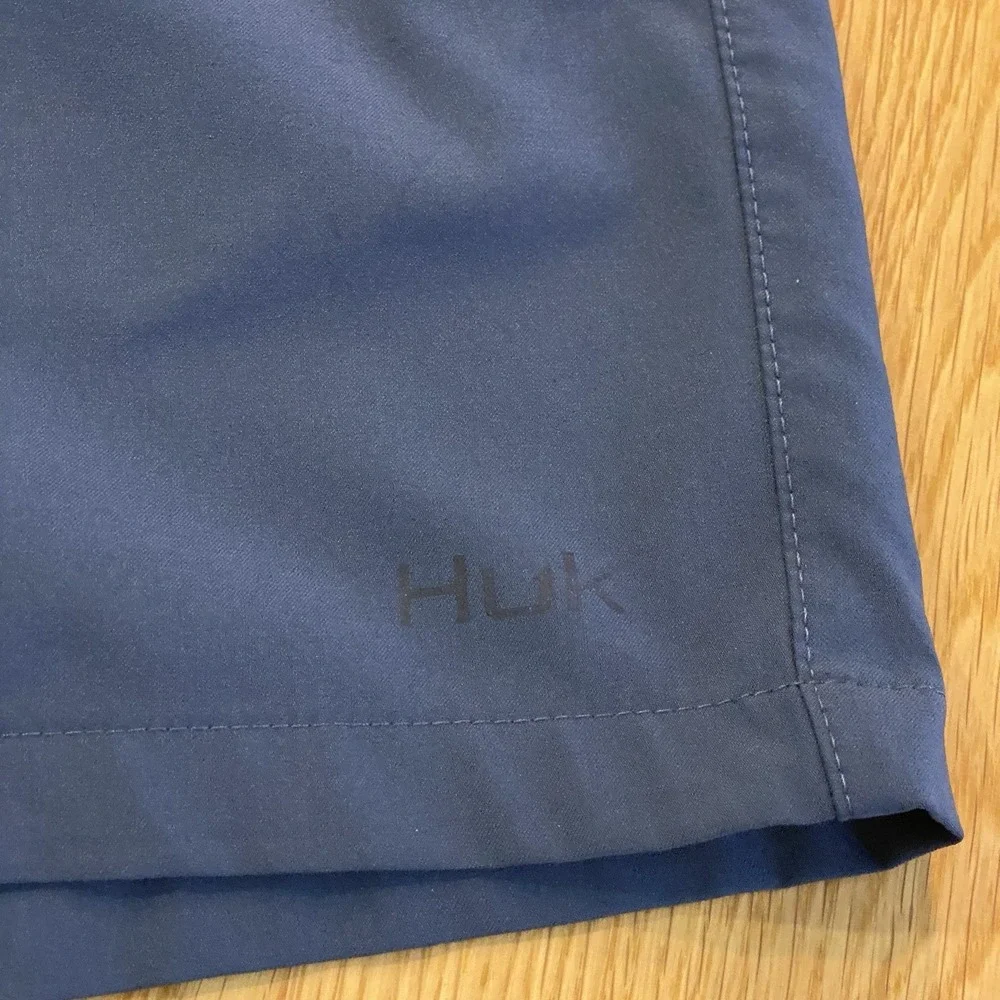 Huk fishing shorts Youth Large Blue Lined Swimming Hiking**
